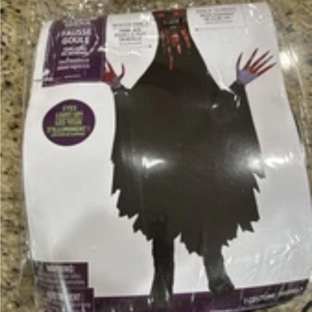 Illusion Ghoul Halloween Costume Child Size M (8-10) Eyes Light Up!  + 9" Height